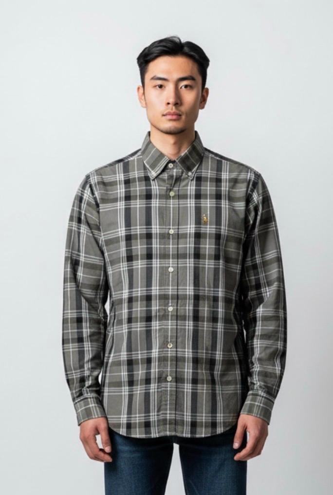 premium cotton block check shirt